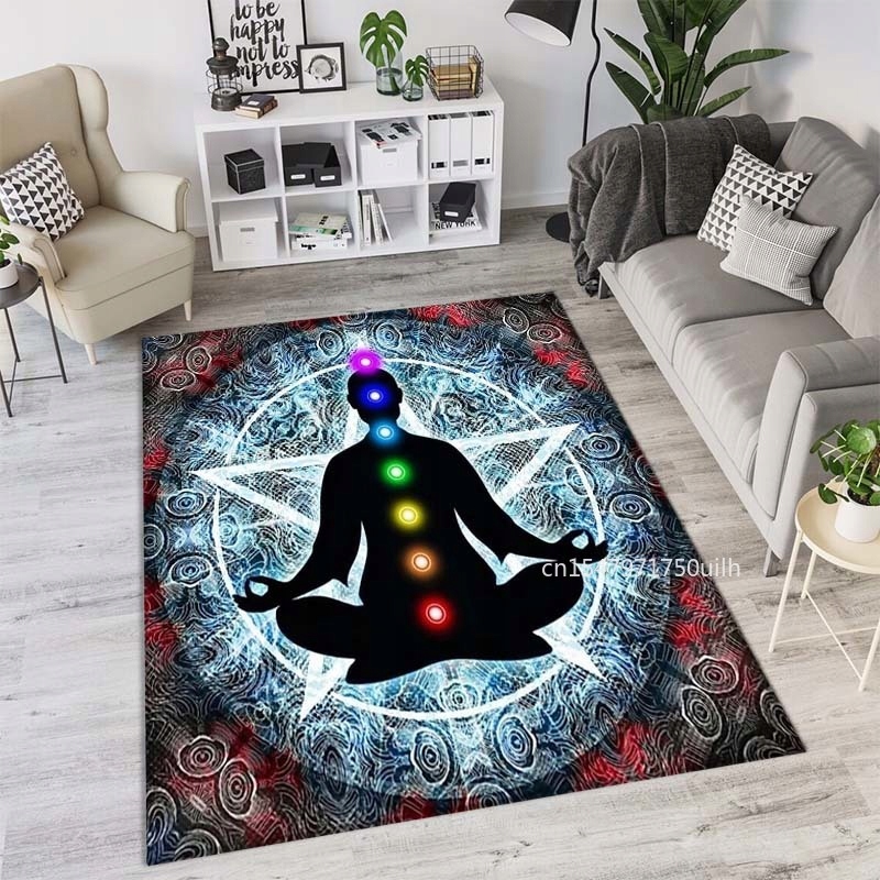 Seven Chakra Yoga Meditation Mandala Carpet Floor Mat Abstract Geometric