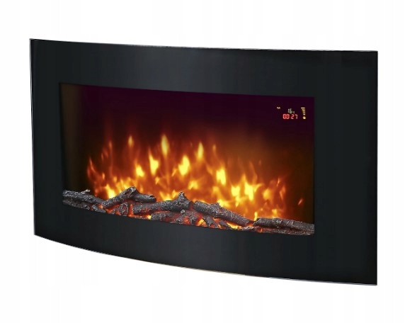 Kominek elektryczny 2kW z połyskiem w kolorze czarnym