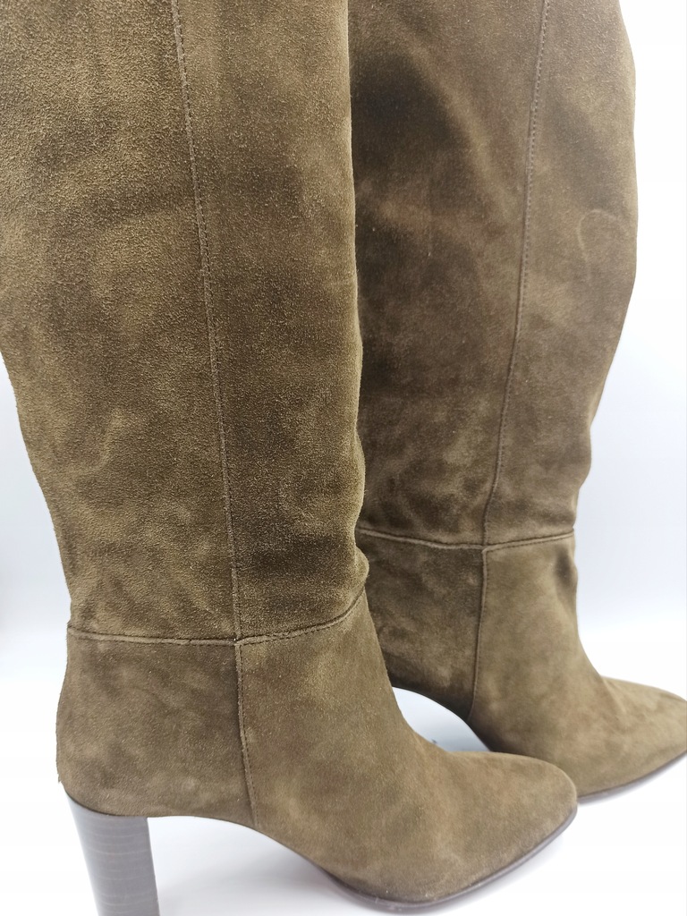 ZARA_KOZAKI SKÓRZANE ZAMSZOWE WYSOKIE 2008610 R.38