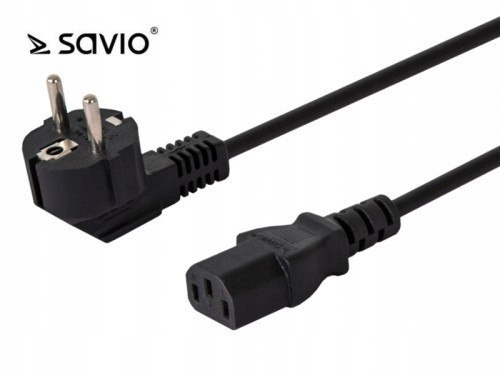 Kabel zasilający C13/ C/F Schuko kątowy Savio CL-9