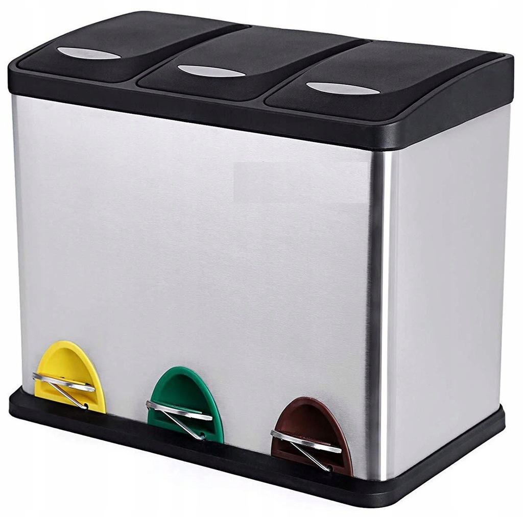 KOSZ NA ŚMIECI DO SEGREGACJI ODPADÓW 3 KOMORY STAL - 8298024517