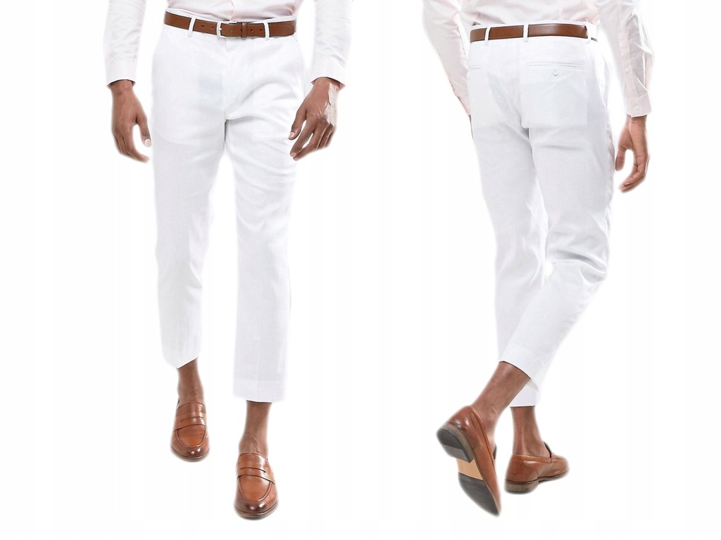 Białe Eleganckie Spodnie Skinny W36.L32