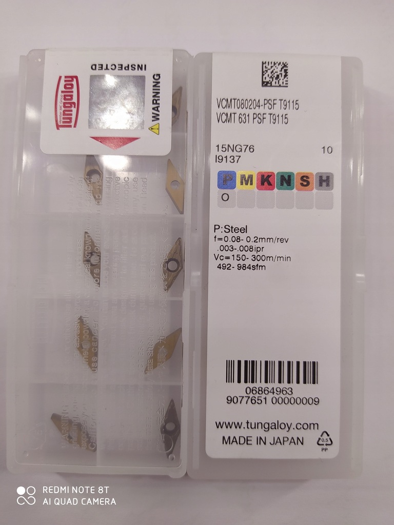 SANDVIK , Tungalay VCMT080204-PSF T9115