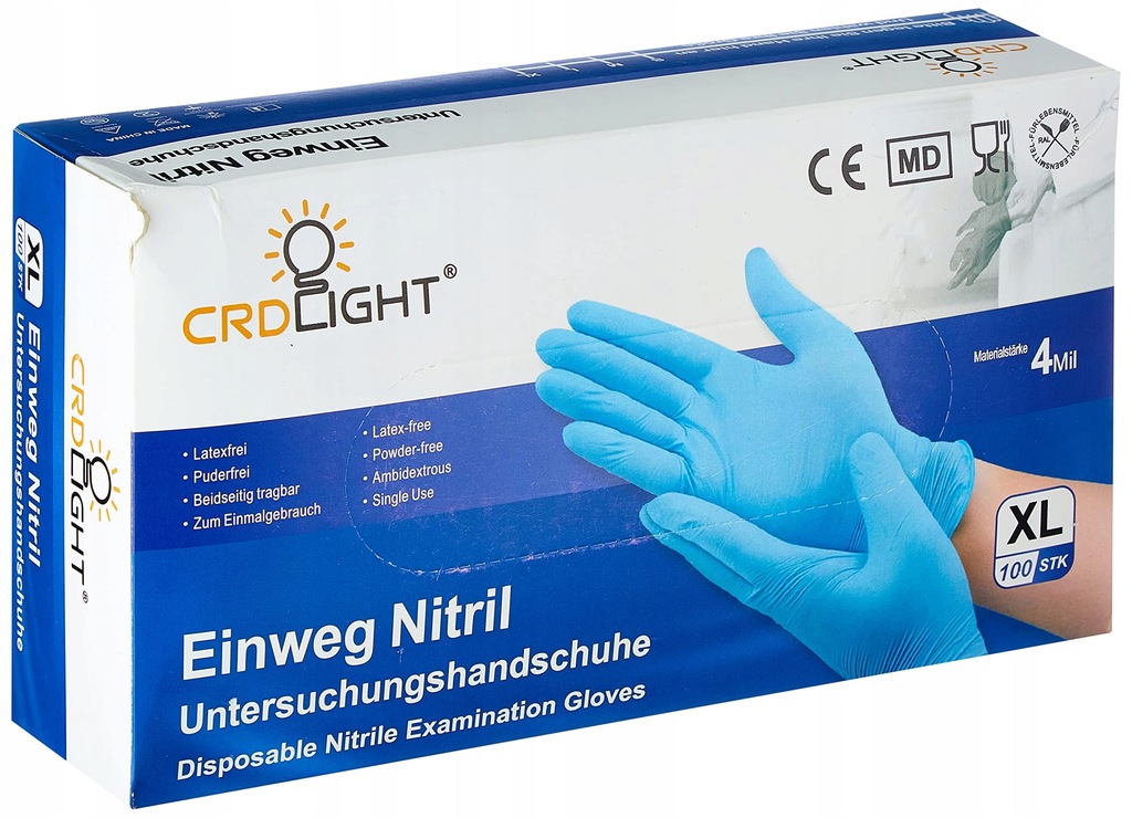 RĘKAWICZKI JEDNORAZOWE CRD LIGHT ROZM XL