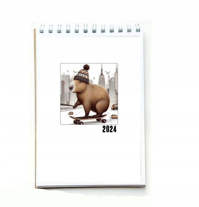 Mini Kalendarz 2024 kapibara sekretne życie kapibary kawa rower