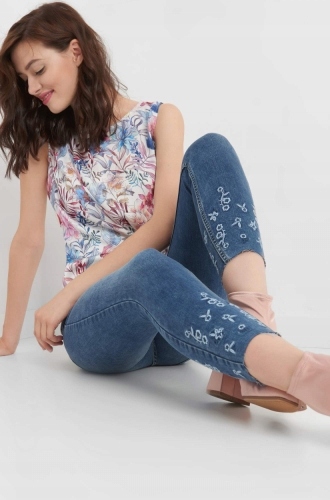 Nowe Spodnie jeans skinny haft Orsay #36