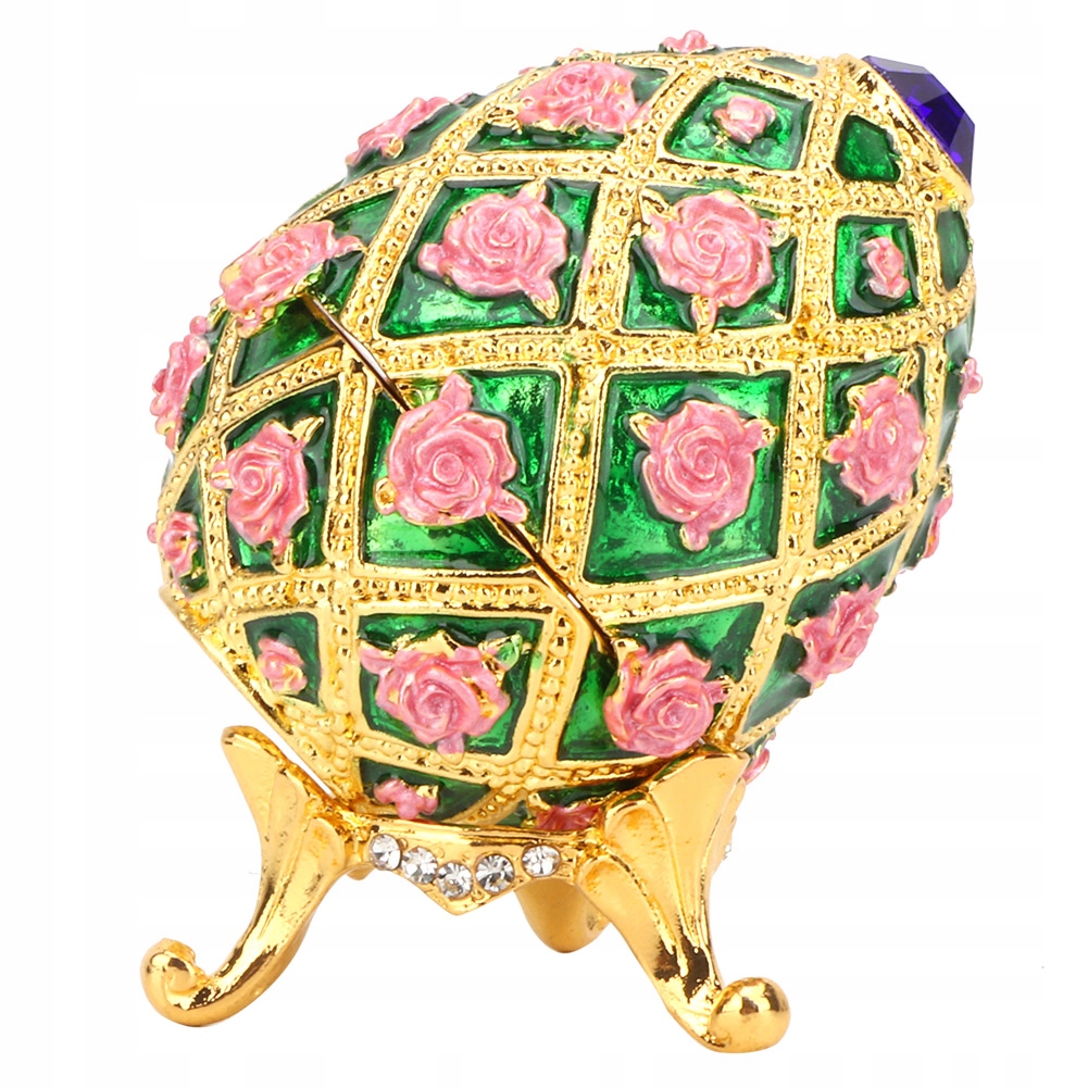 Emaliowane jajko wielkanocne w stylu Vintage Organizer biżuterii E7