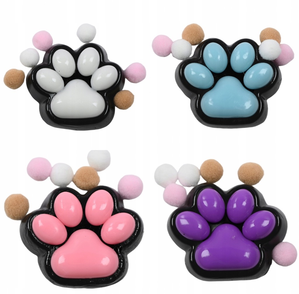 GNIOTEK KOCIA PSIA ŁAPKA ZABAWKA ANTYSTRESOWA DLA DZIECI ZESTAW 4SZT