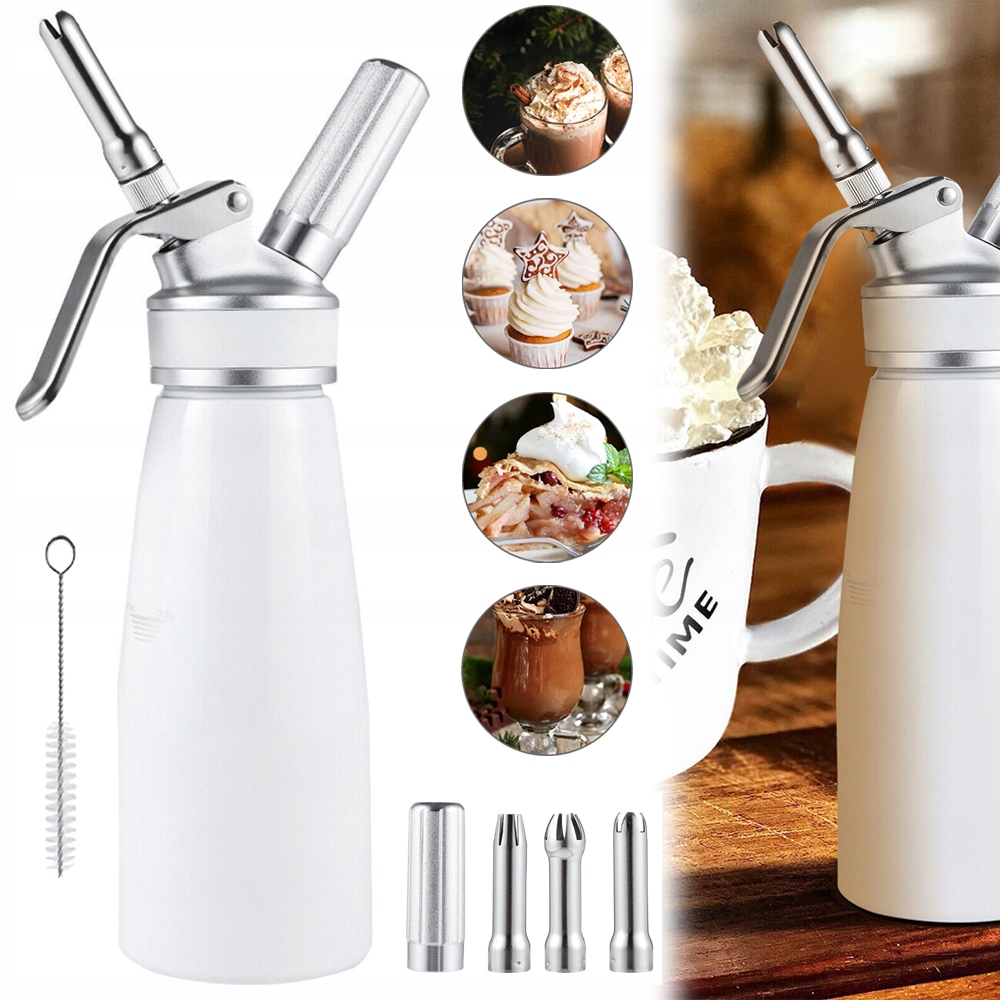 ALUMINIOWY DOZOWNIK DO BITEJ ŚMIETANY, PISTOLET DO ŚMIETANY Z 3 DYSZAMI