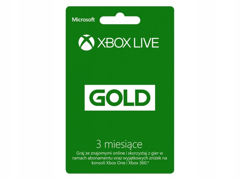 Xbox Live Gold cyfrowa 3 miesiące KOD NIE KONTO