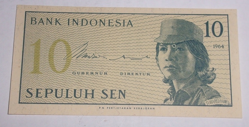 10 sen sepulah banknot azjatycki Indonezja 1964 r.