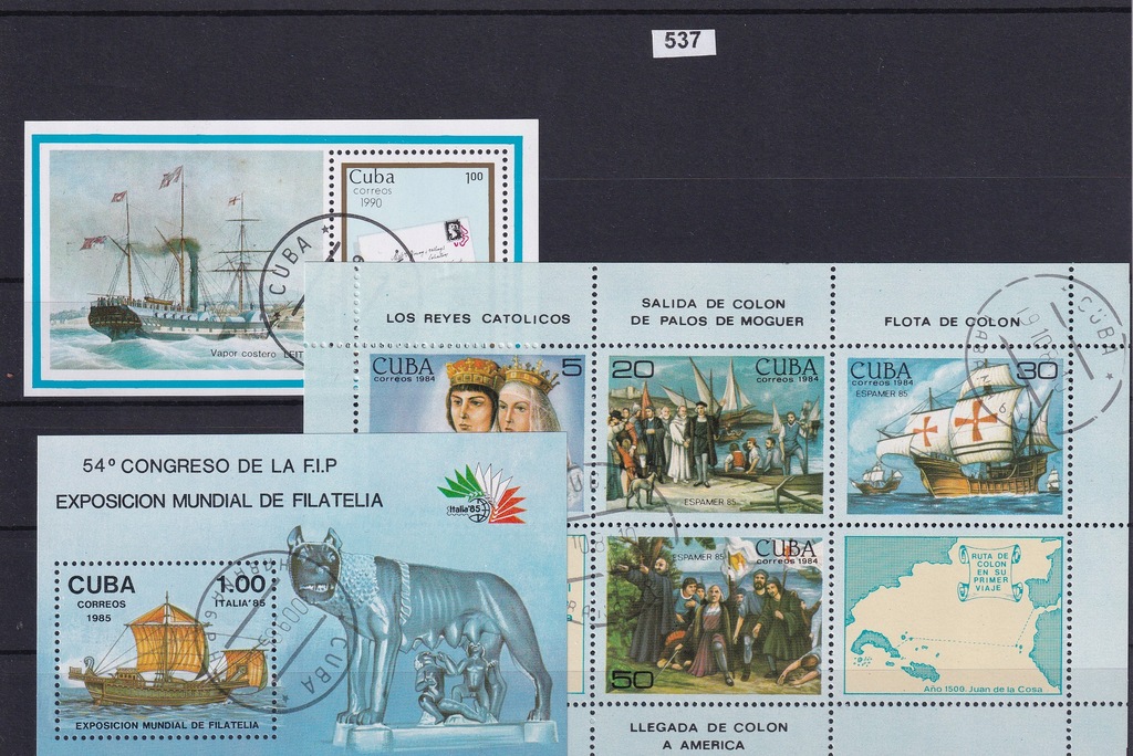 Zestaw znaczków na dużej karcie KUBA