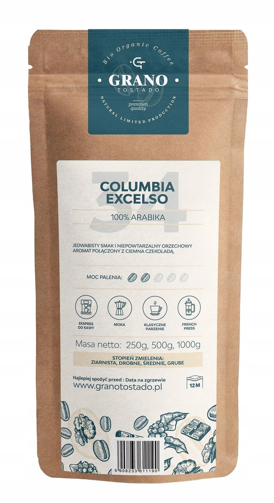 Kawa ziarnista GranoTostado COLUMBIA EXELSO 1000g