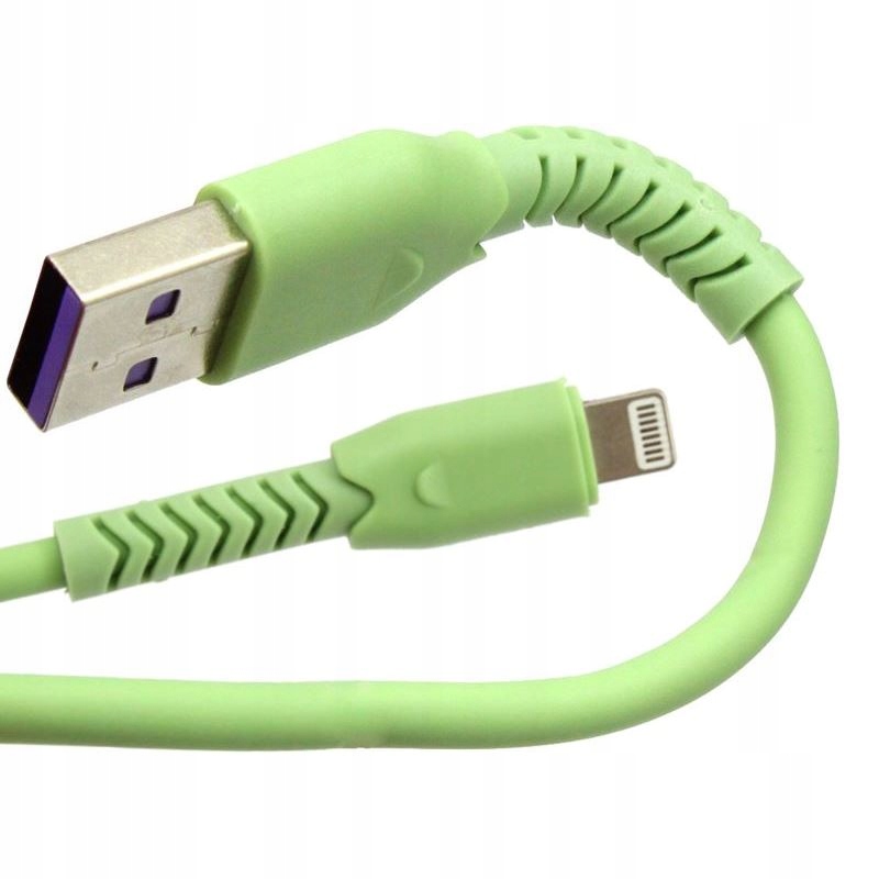 Kabel USB LIGHTNING do iPhone 1m WZMOCNIONY zielon
