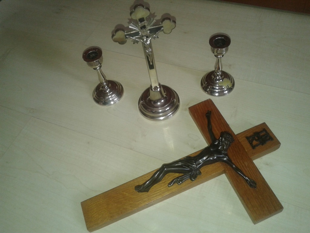Zestaw kolędowy metalowy krzyż drewniany