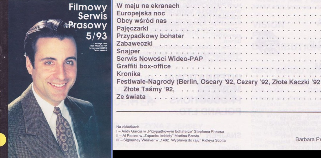 FILMOWY SERWIS PRASOWY nr 5 z 1993 film (dancop)