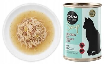 Zupa dla kota Cosma Soup Kurczak + Wątróbka + Brokuły 1x100g.