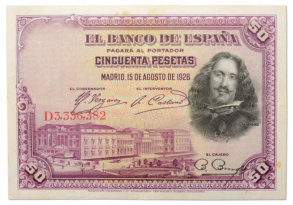 8.Hiszpania, 50 Peset 1928, P.75.b, St.3+