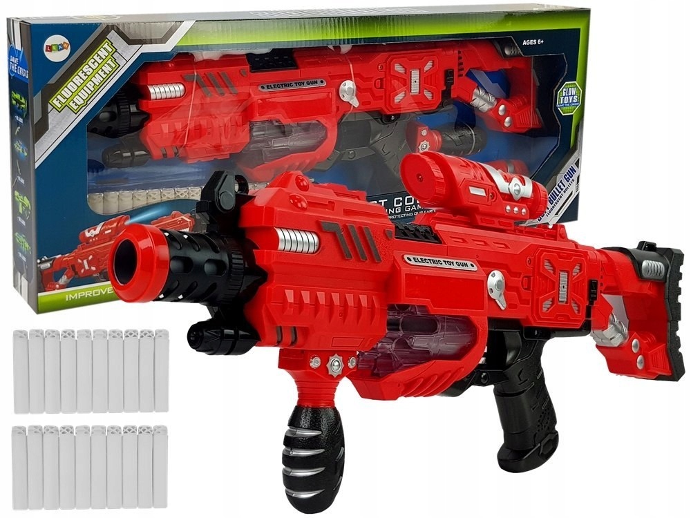 Pistolet Luminescencyjny Świeci w Ciemności Piankowe Naboje Dźwięk Zasięg 4