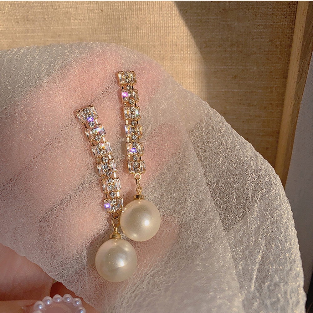 New Love Pearl Golden Inlaid Zircon Earrings Perso