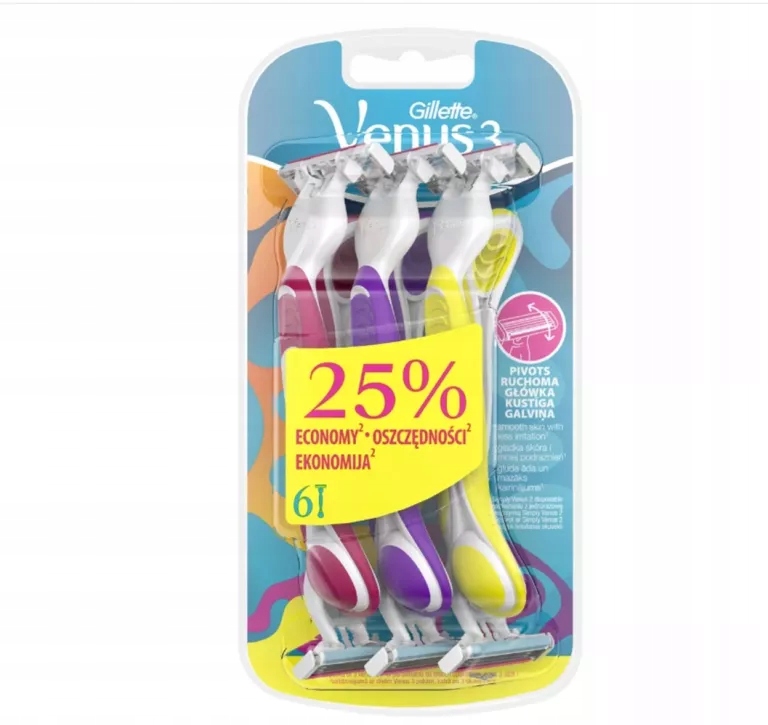 GILLETTE VENUS 3 MASZYNKI DO GOLENIA DAMSKIE DLA KOBIET 6X