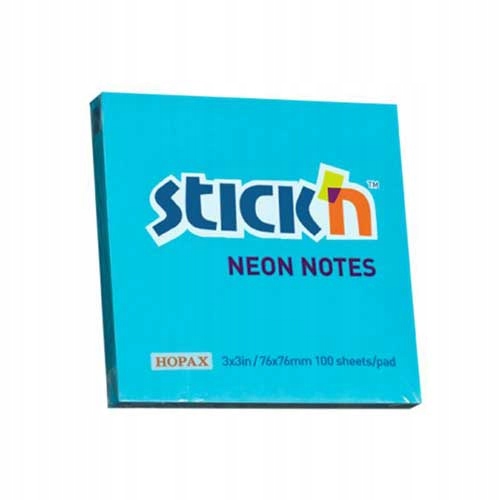 NOTES SAMOPRZYLEPNY 76X76 MM NIEBIESKI NEON 100 SZTUK