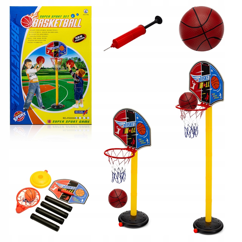 ZESTAW DO GRY W KOSZYKÓWKĘ DLA DZIECI – REGULOWANA WYSOKOŚĆ, PIŁKA I POMPKA