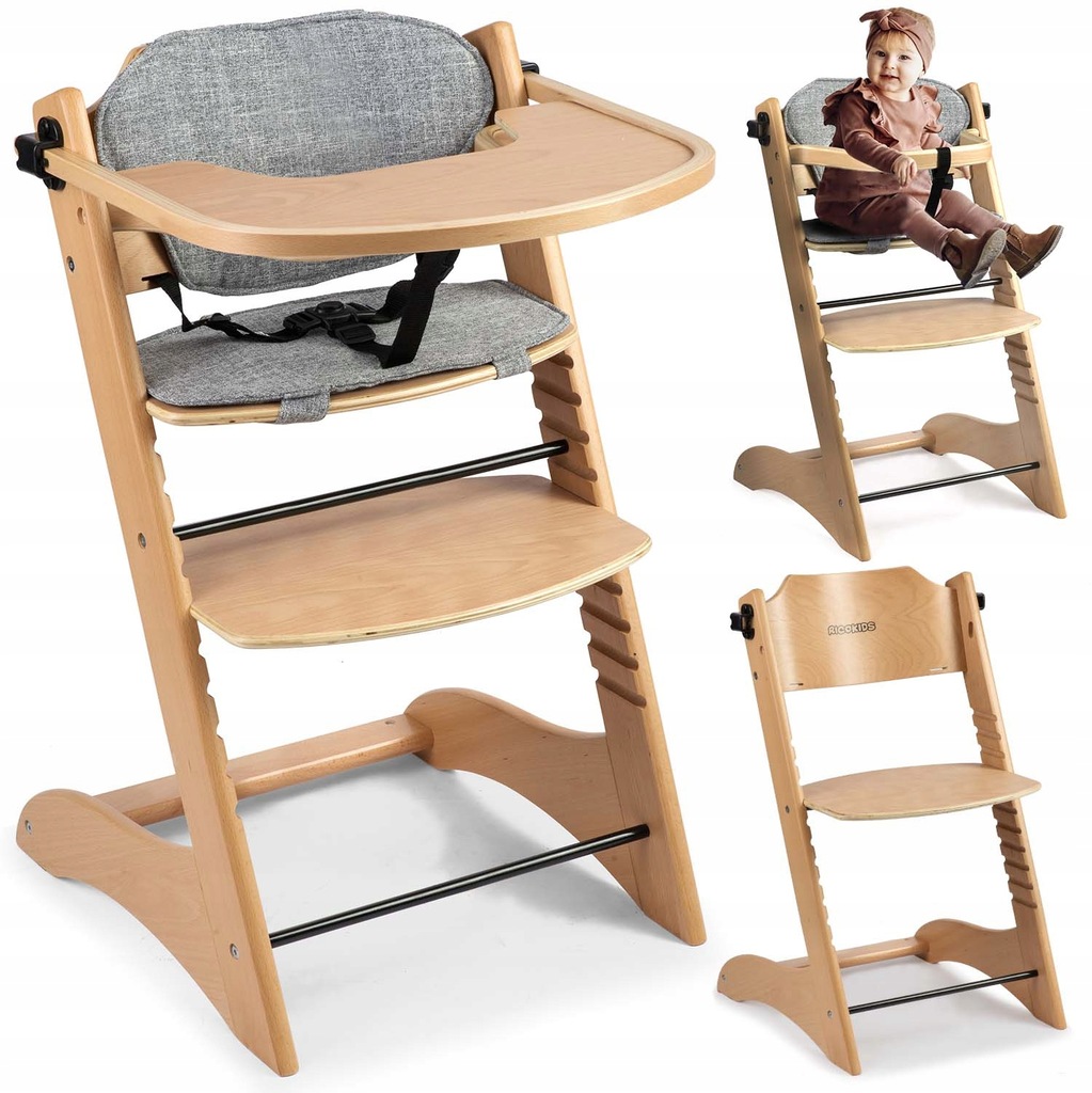 Krzesełko do karmienia drewniane Loni - dębowe
