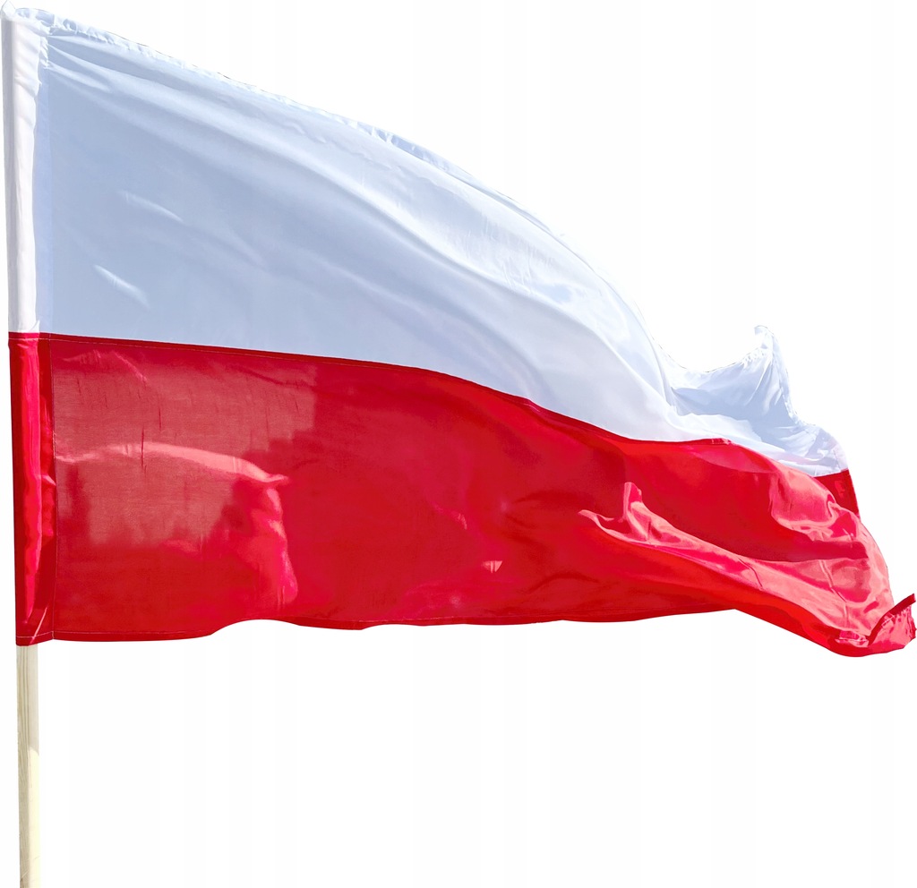 Flaga Polski Premium drukowana na drzewcu 70x112cm