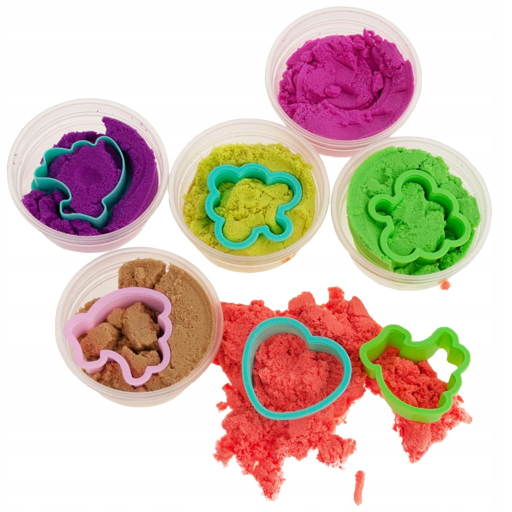 Kinetic Piaskolina 6 Kolorów z Foremkami do Kreatywnej Zabawy