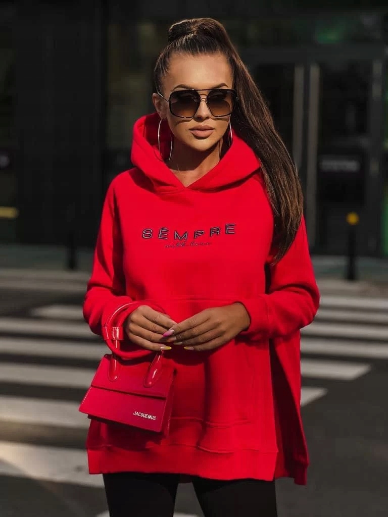 Bluza z kapturem Sempre czerwona Uniwersalny