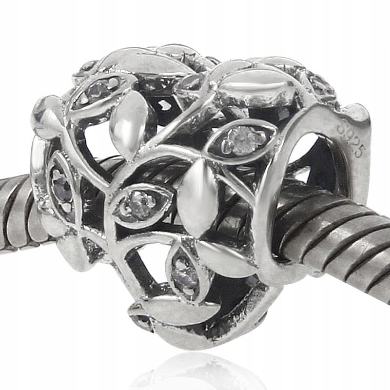 D734 Serce charms koralik beads srebro 925