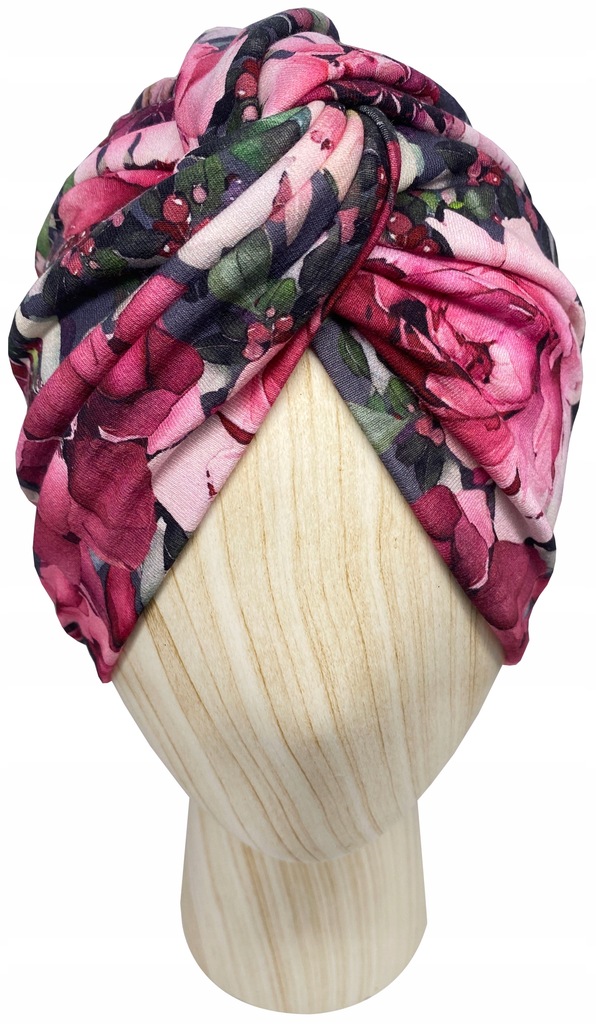 Czapka Turban Twist bawełniany onkologiczny Peonie