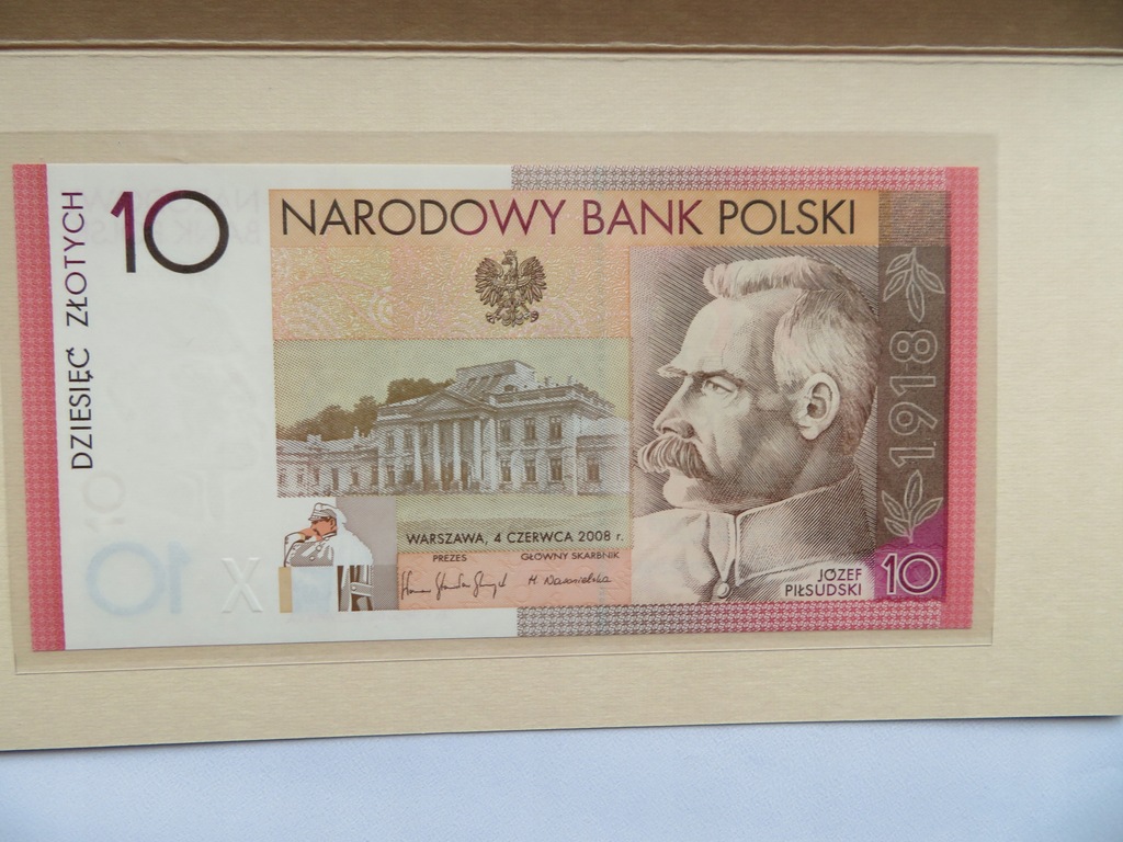 banknot - 10 zł 2008, J. Piłsudski , niski numer ON0001276