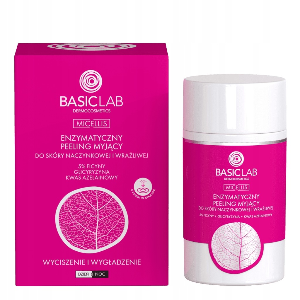 BasicLab Peeling Enzymatyczny do Twarzy do Skóry Naczynkowej Wrażliwej 35 g