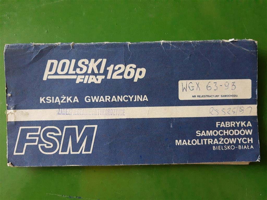 Polski Fiat 126p książka gwarancyjna