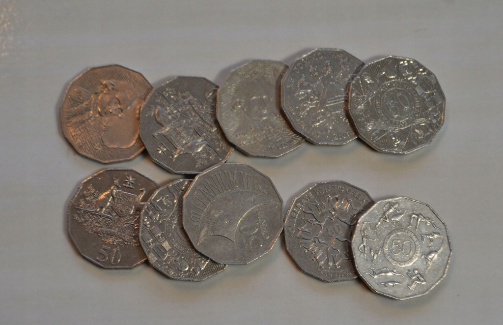 Australia - 50 Cents - okolicznościowe - miks - zestaw 10 monet