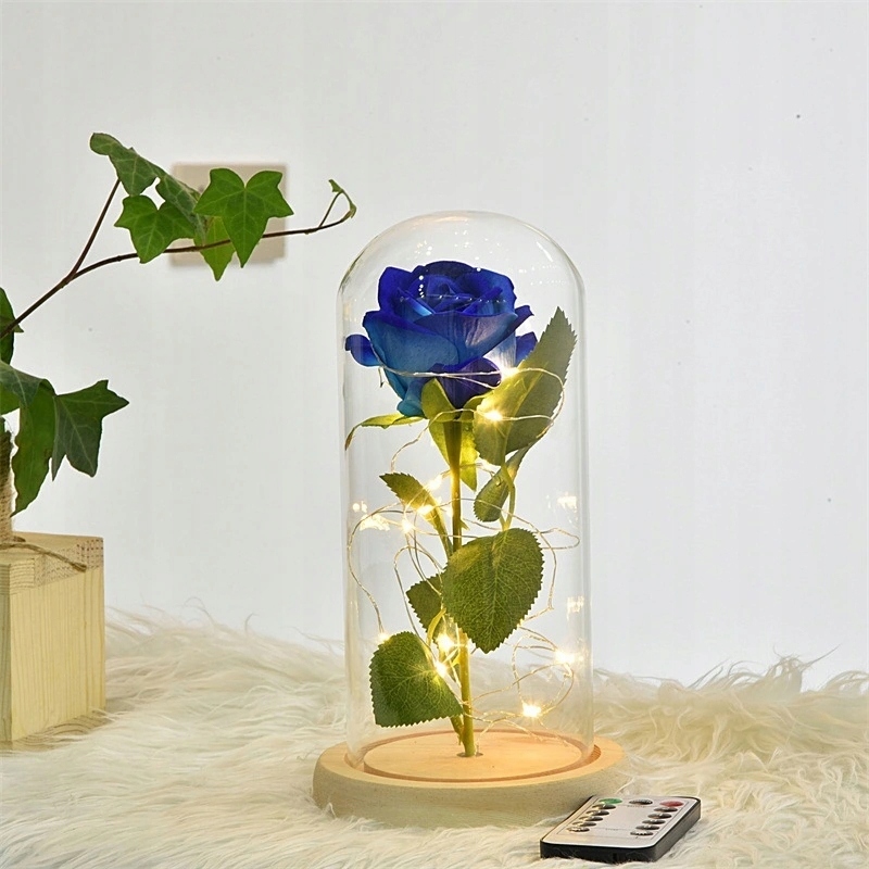 Купить Вечная роза в стеклянной светодиодной синей цветочной коробке: отзывы, фото, характеристики в интерне-магазине Aredi.ru