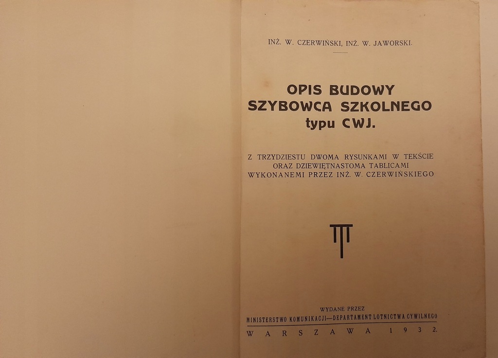 Opis budowy szybowca CWJ 1932 r.