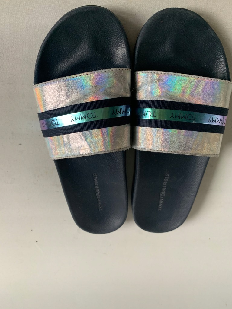 TOMMY HILFIGER POOL SLIDE SHINY IRIDESCENT 39