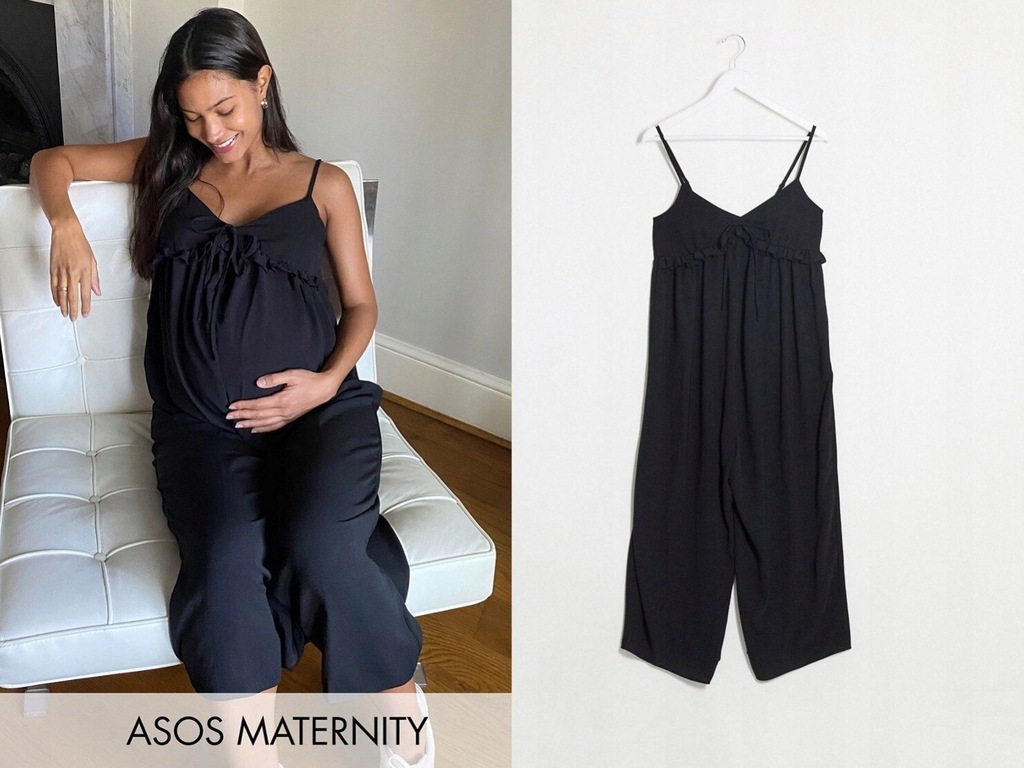 DESIGN Maternity Czarny luźny kombinezon L