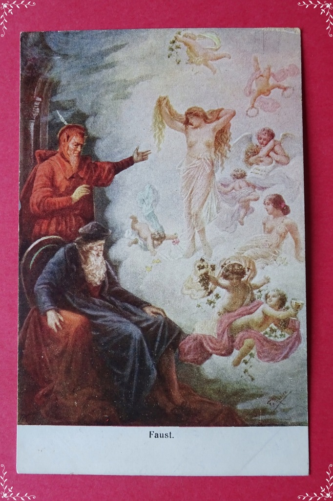 Kobieta NAGA #T6282# akt, erotyka, anioł, amor, Faust i Mefistofeles