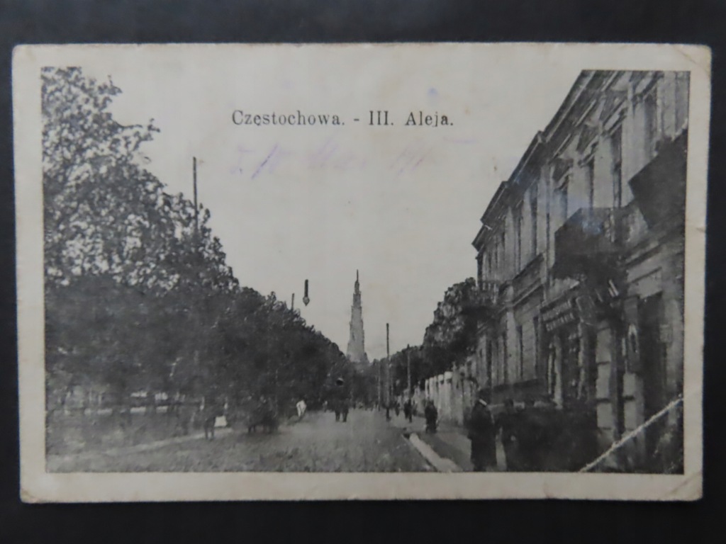 Stara pocztówka Częstochowa III Aleja, feldpost