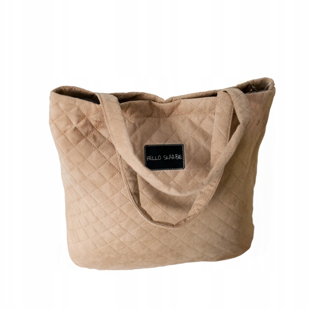 Pojemna torba ozdobna beżowa dla mamy do szpitala wyprawka poród rozm. L