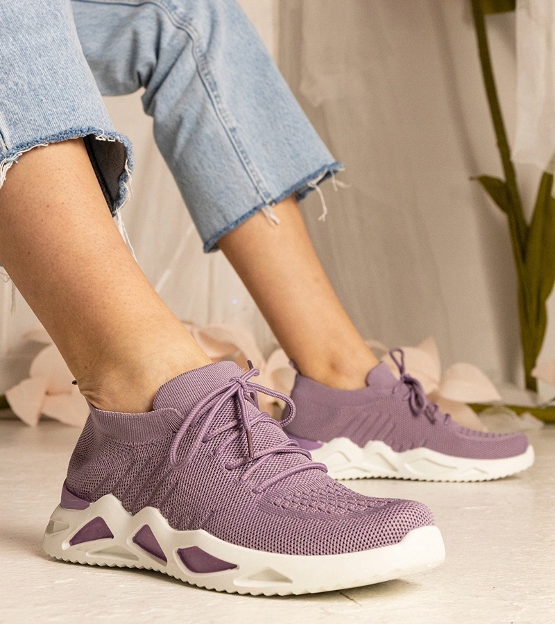 Fioletowe sneakersy damskie z skarpetkową cholewką Miyana rozmiar 39