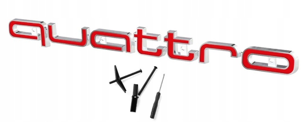 Emblemat napis Quattro na Grill kolor Silver-Red