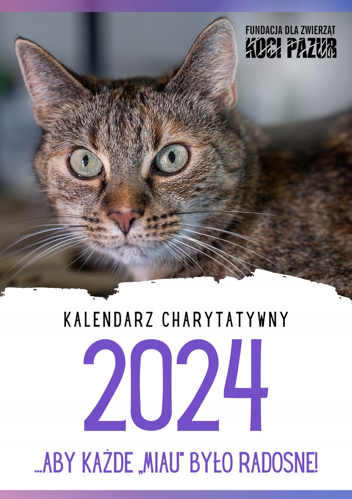 Kalendarz charytatywny 2024 Fundacja Koci Pazur A3 koty