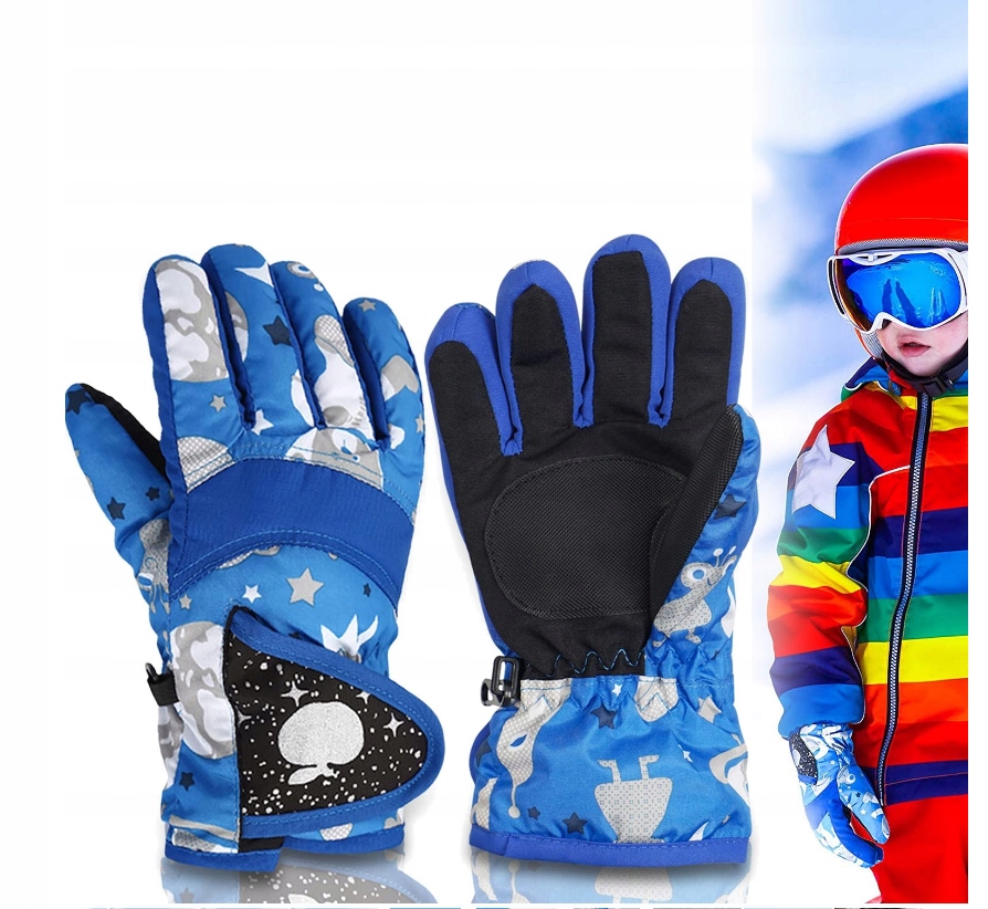Rękawice narciarskie Rękawiczki dziecięce zimowe dłoń pięciopalczaste