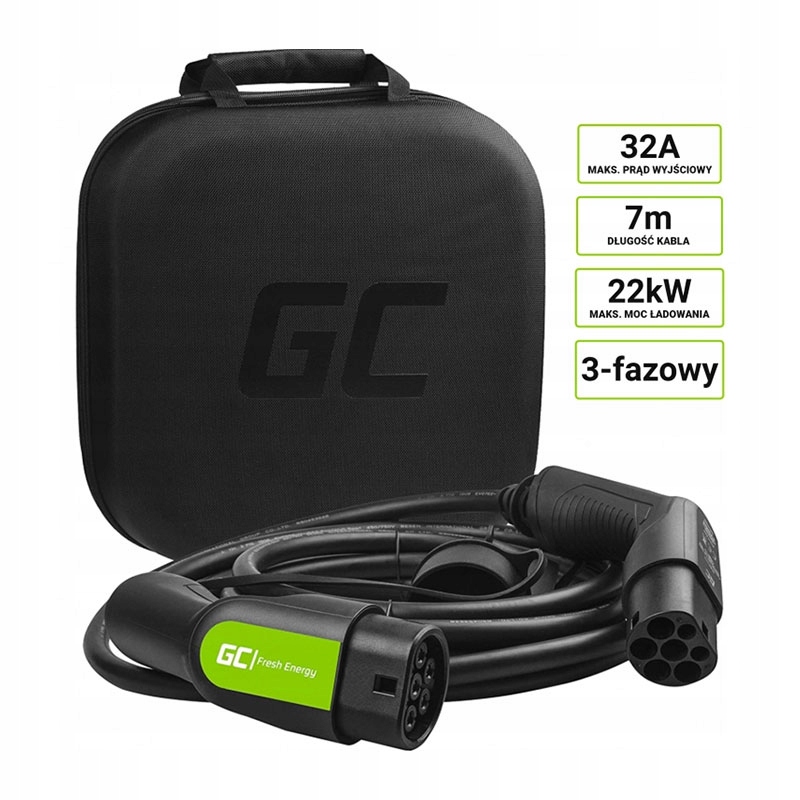 Green Cell - Kabel GC EV Type 2 22kW 7m do ładowan