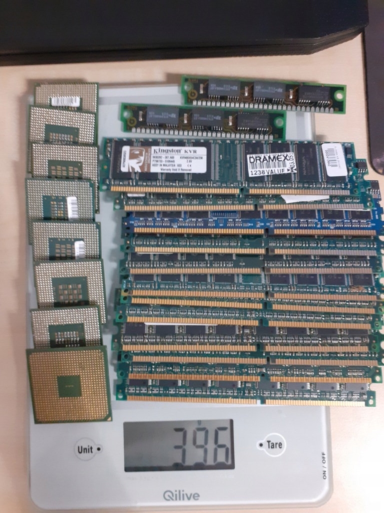 złom komputerowy kości ram, procesory 396g
